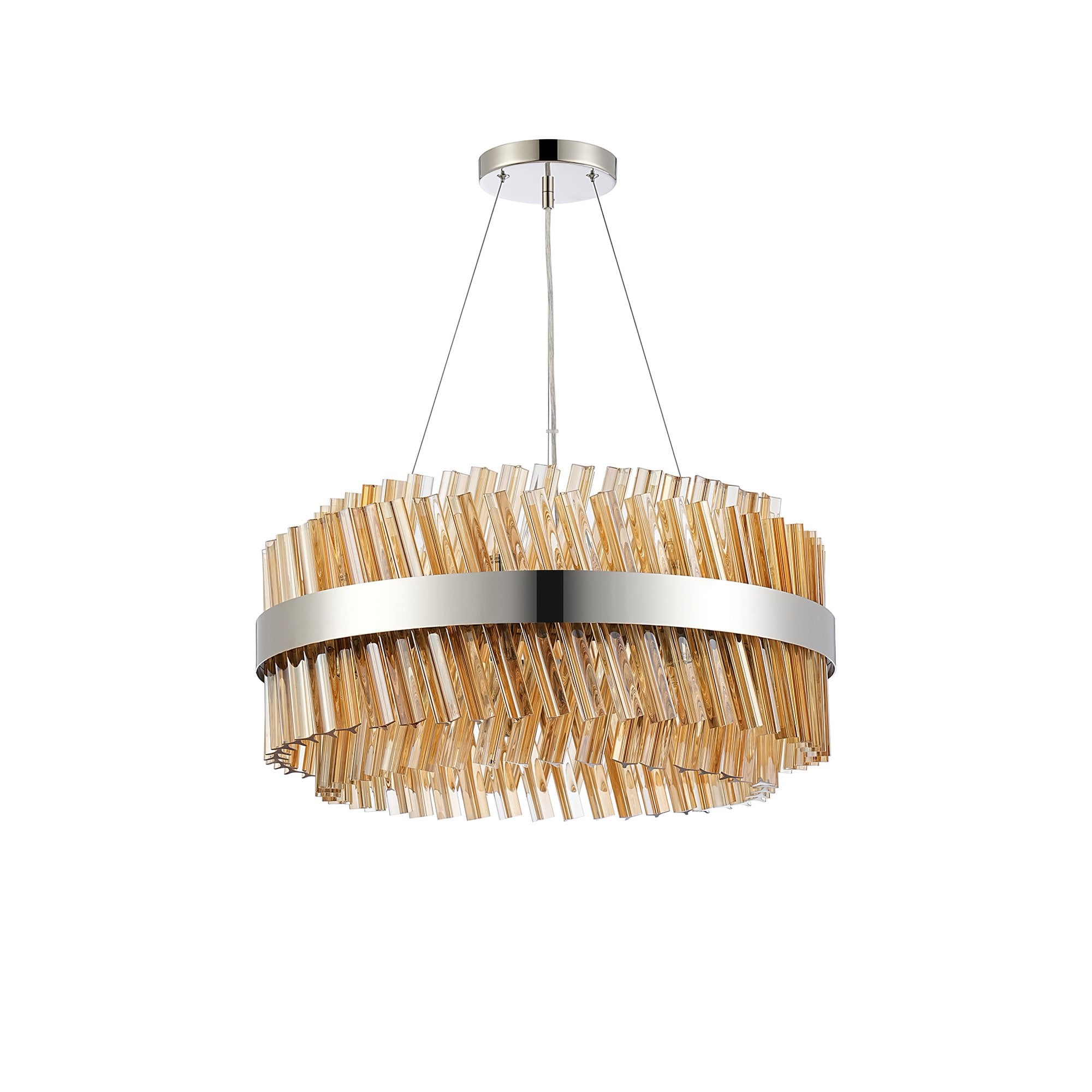 NL9500PN/AM9 Kaffer 18 Light Round Pendant Polished Nickel Amber