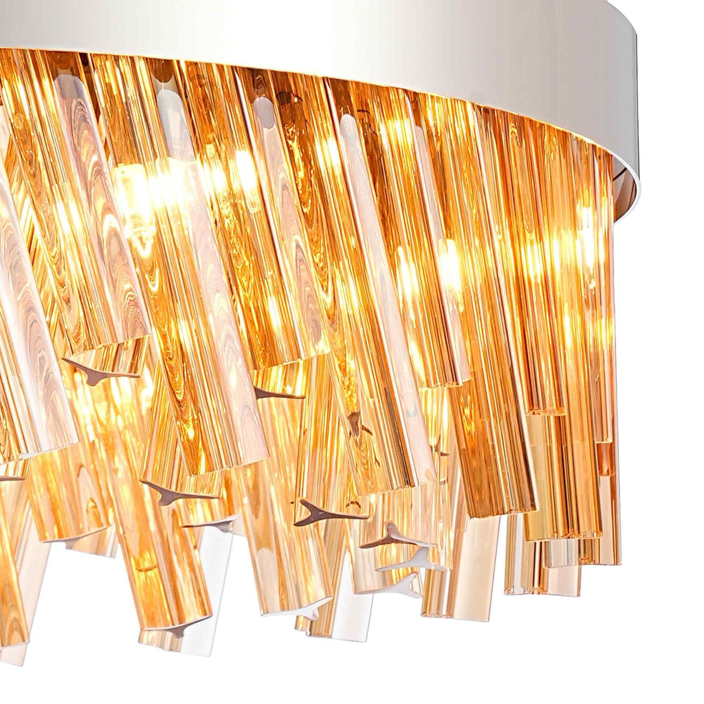 NL9500PN/AM9 Kaffer 18 Light Round Pendant Polished Nickel Amber
