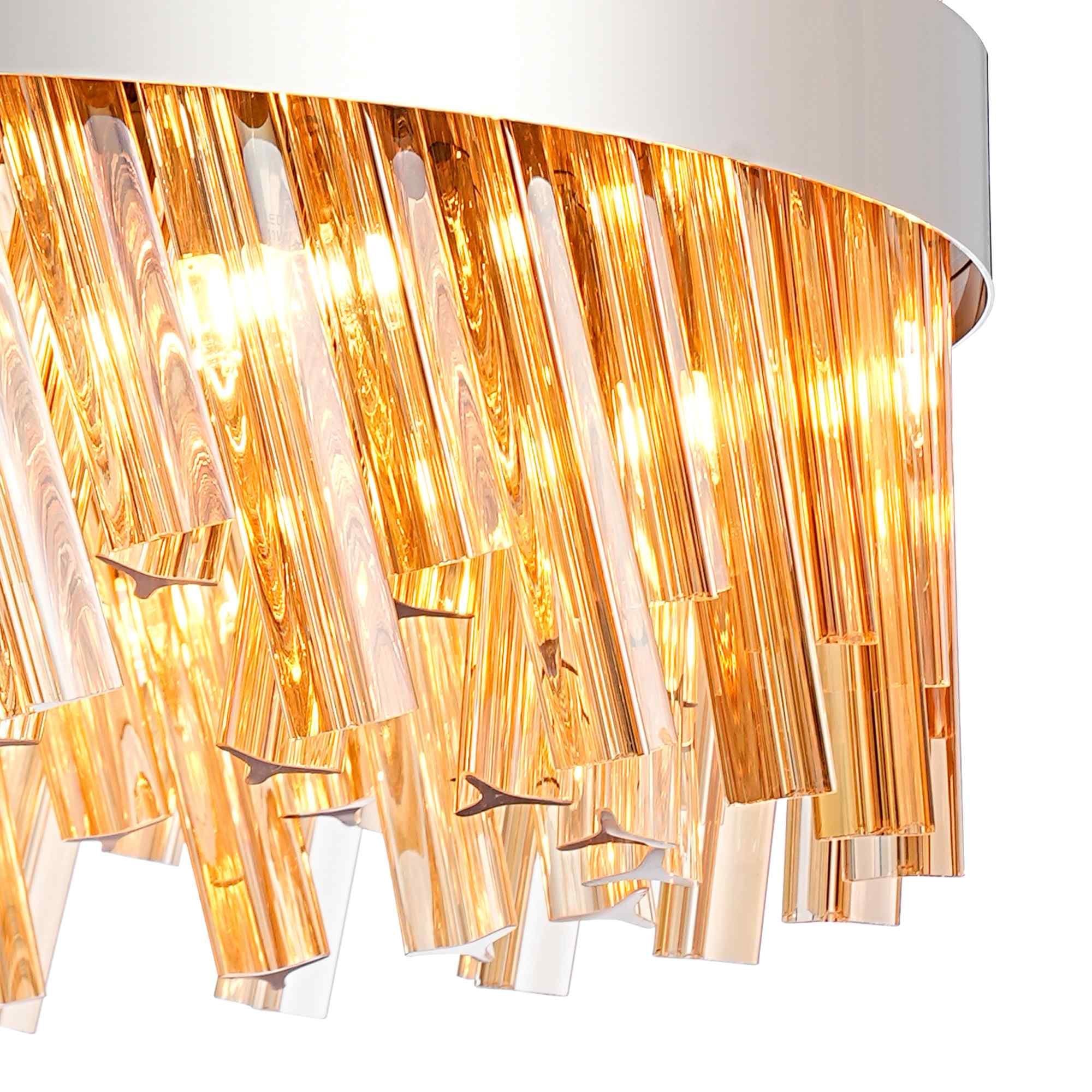 NL9500PN/AM9 Kaffer 18 Light Round Pendant Polished Nickel Amber