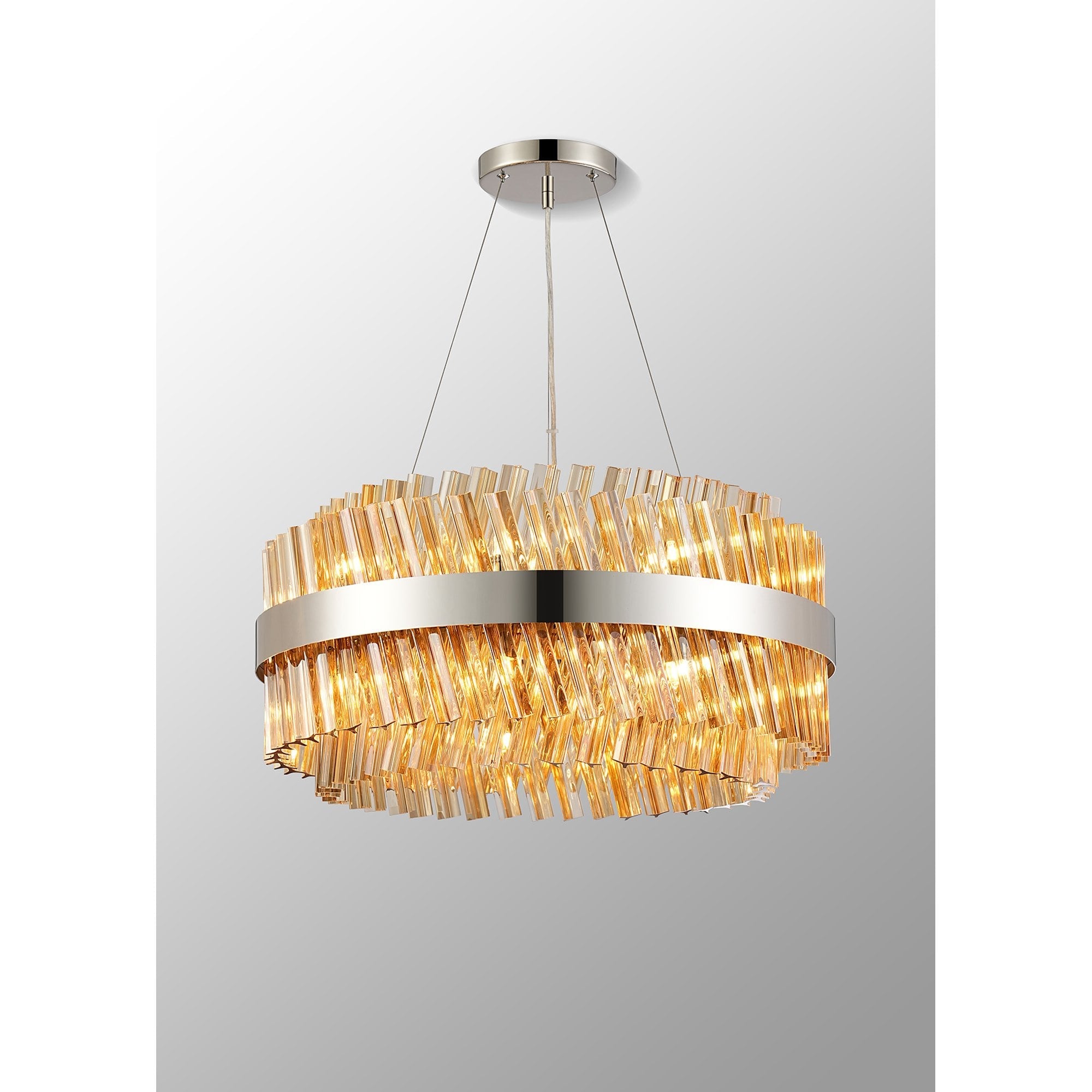 NL9500PN/AM9 Kaffer 18 Light Round Pendant Polished Nickel Amber
