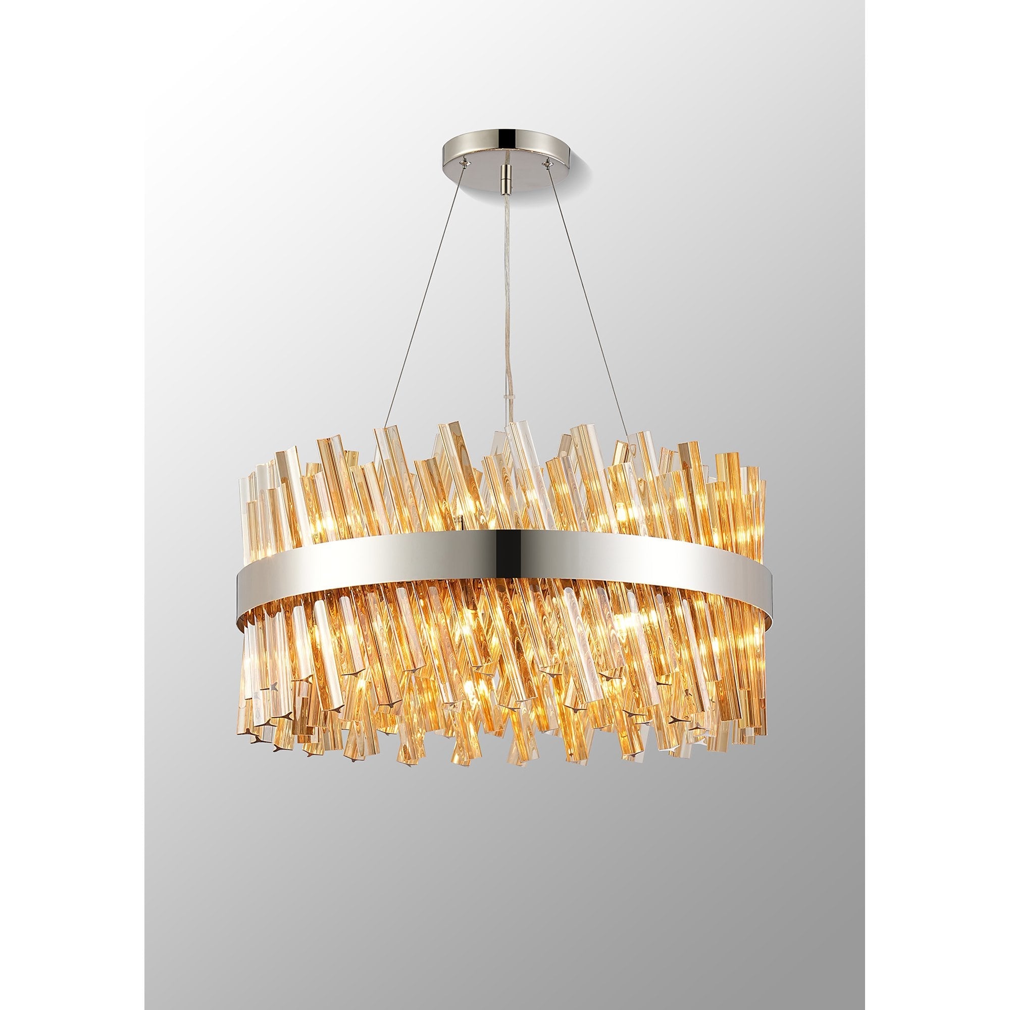 NL9500PN/AM9 Kaffer 18 Light Round Pendant Polished Nickel Amber