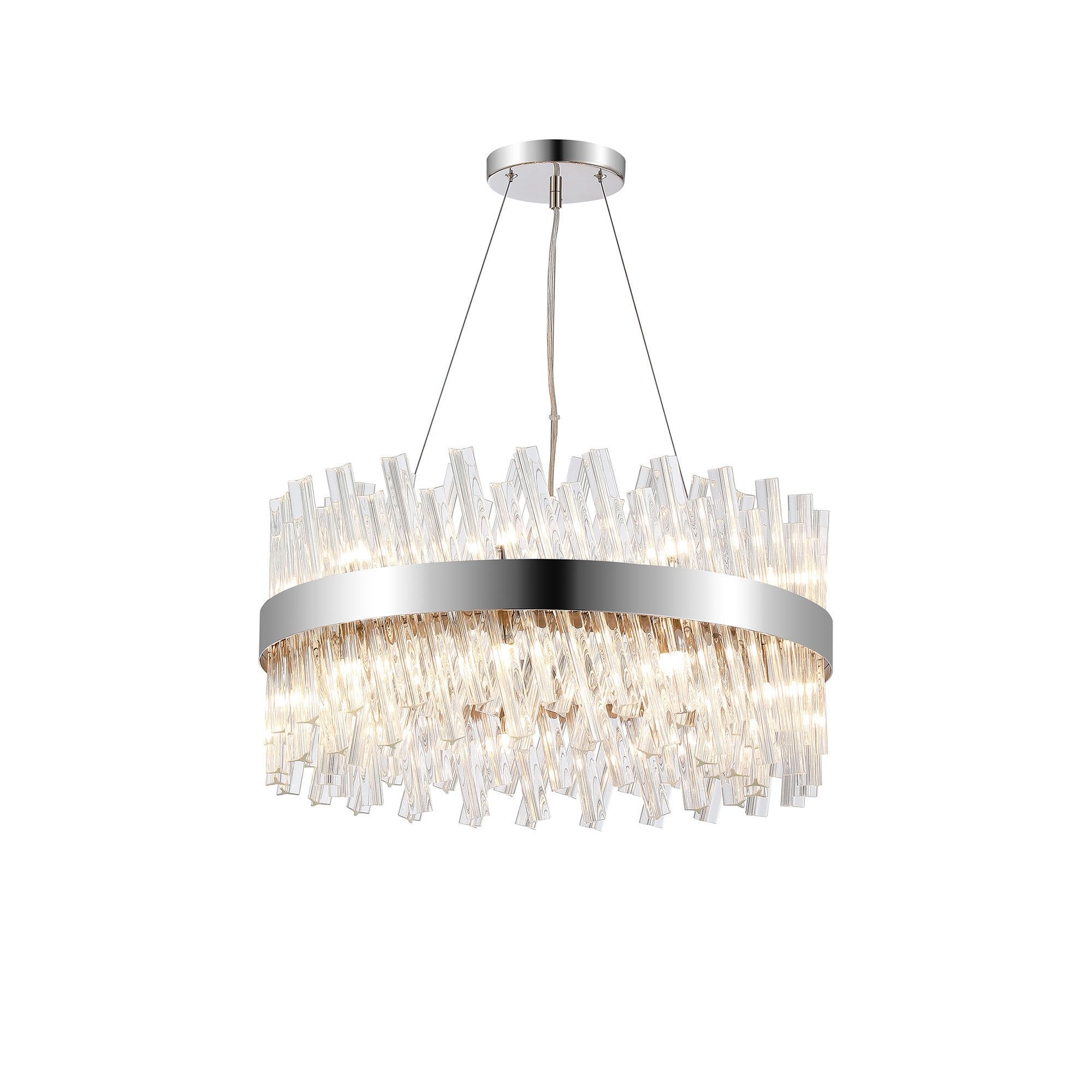 NL9500PN/CL9 Kaffer 18 Light Round Pendant Polished Nickel Clear