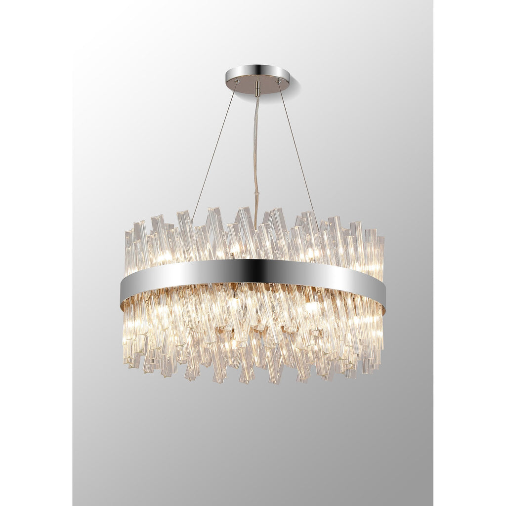 NL9500PN/CL9 Kaffer 18 Light Round Pendant Polished Nickel Clear
