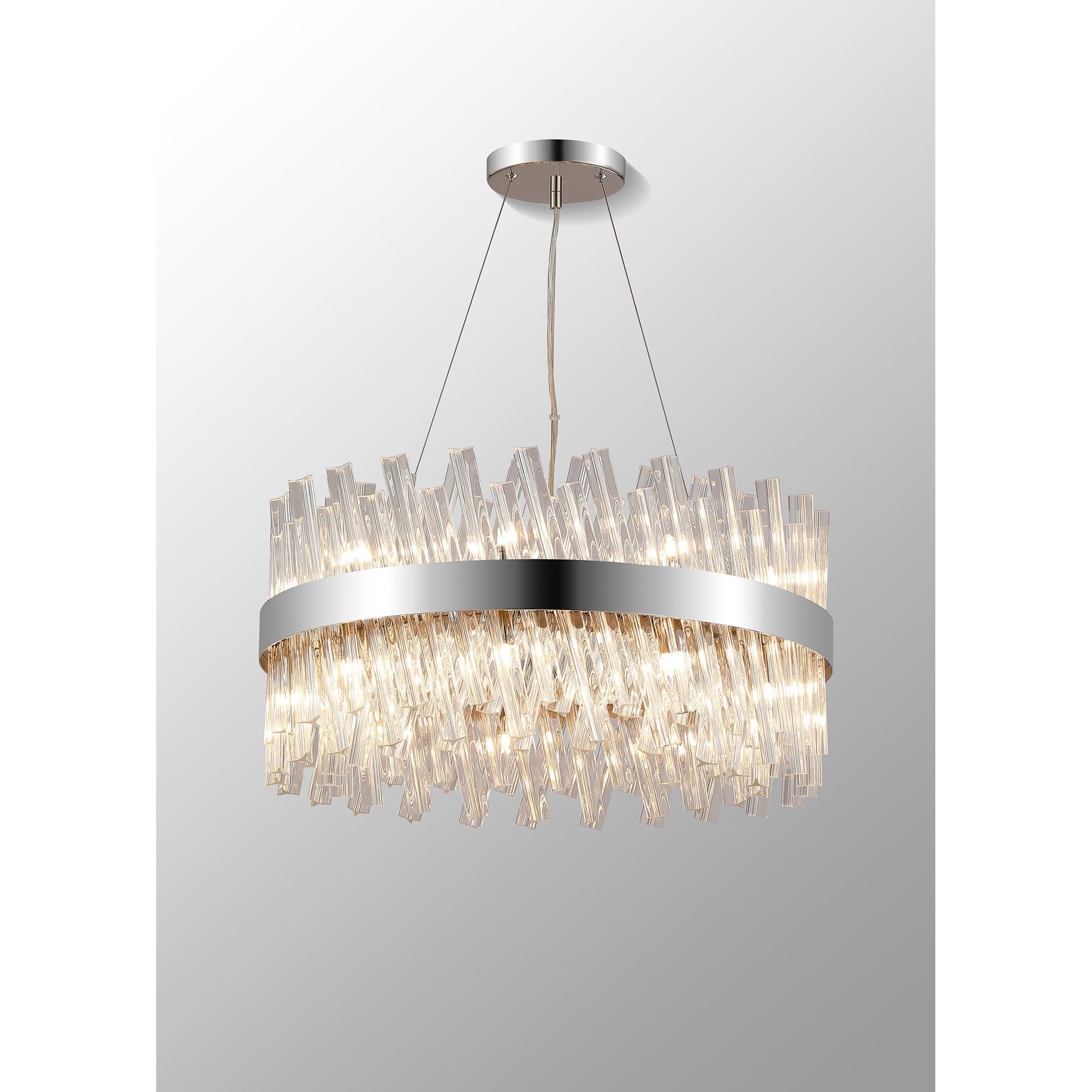 NL9500PN/CL9 Kaffer 18 Light Round Pendant Polished Nickel Clear