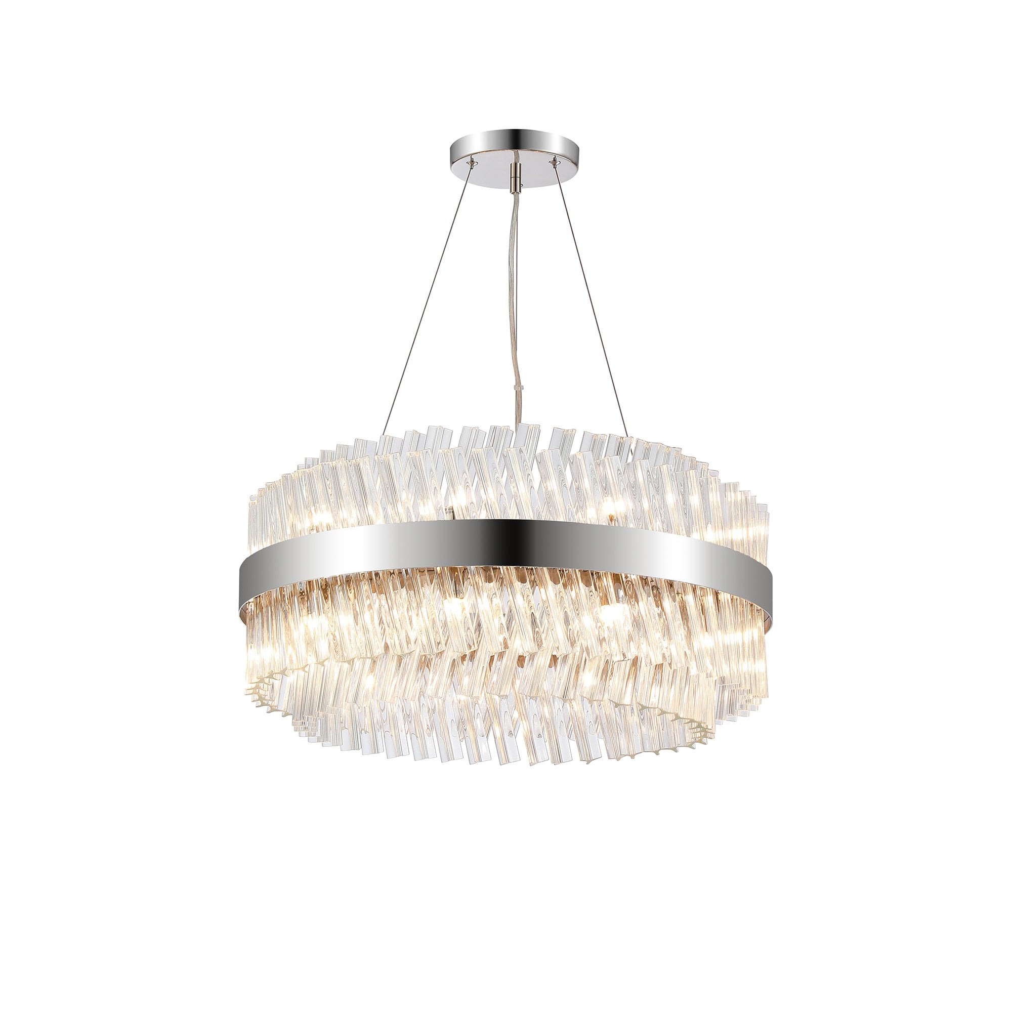 NL9500PN/CL9 Kaffer 18 Light Round Pendant Polished Nickel Clear