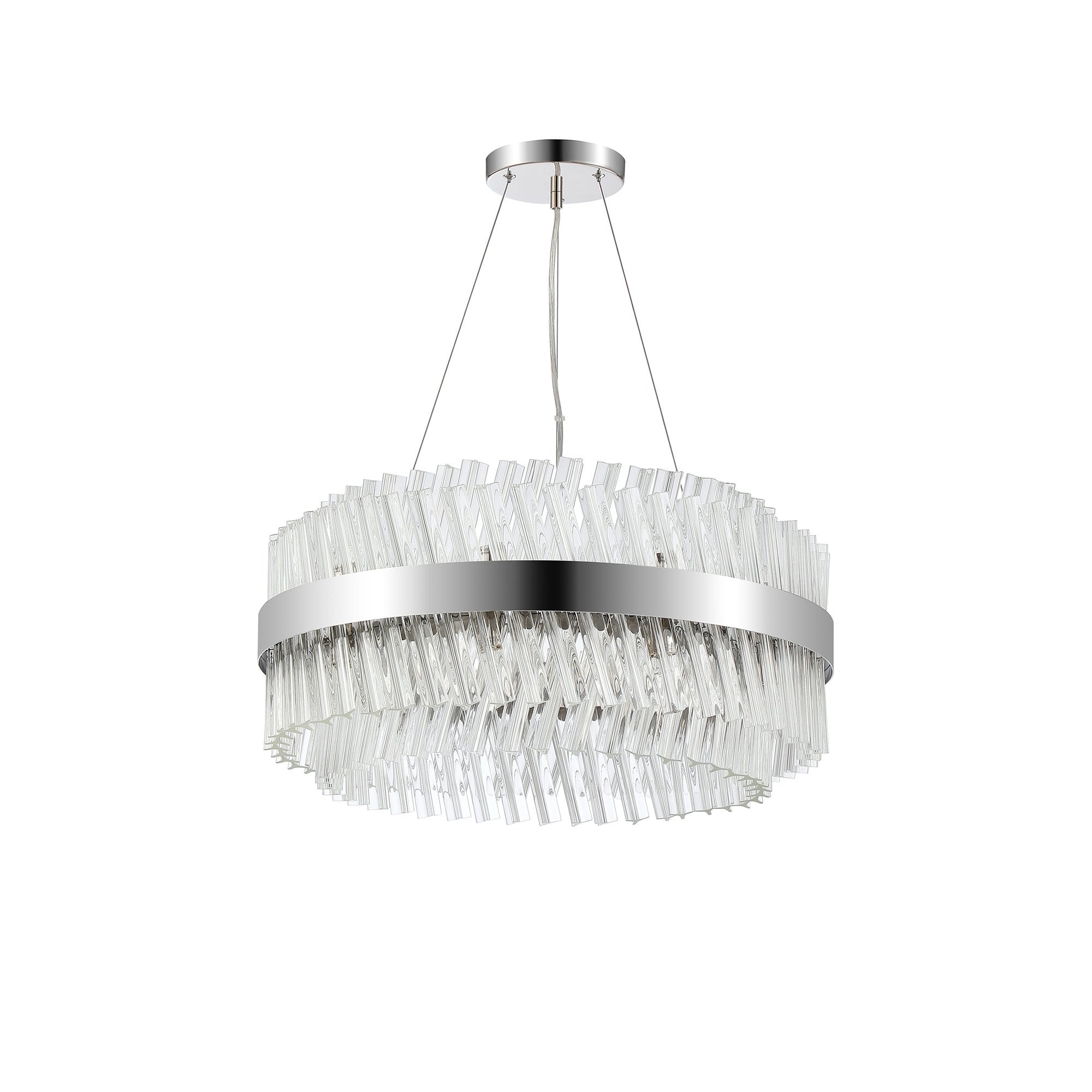 NL9500PN/CL9 Kaffer 18 Light Round Pendant Polished Nickel Clear