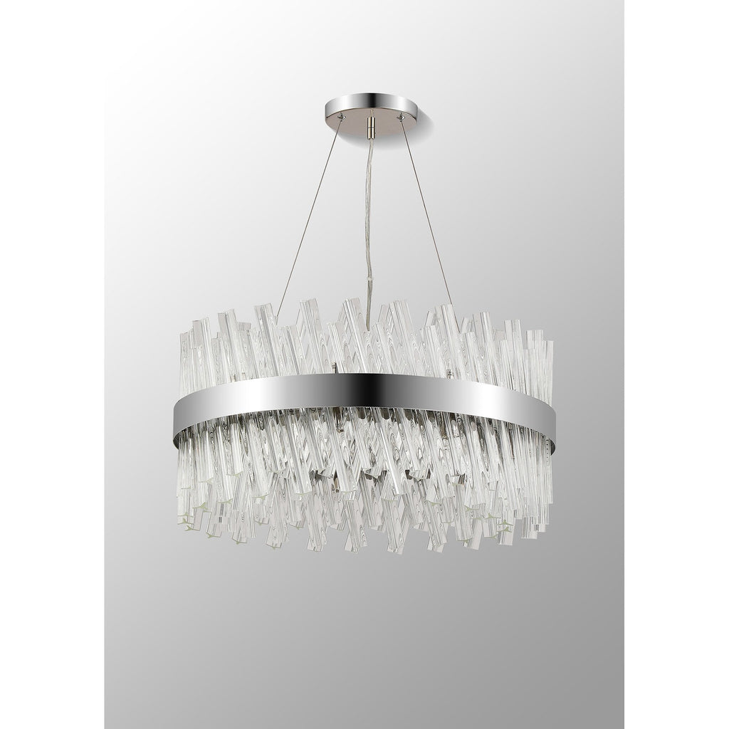 NL9500PN/CL9 Kaffer 18 Light Round Pendant Polished Nickel Clear