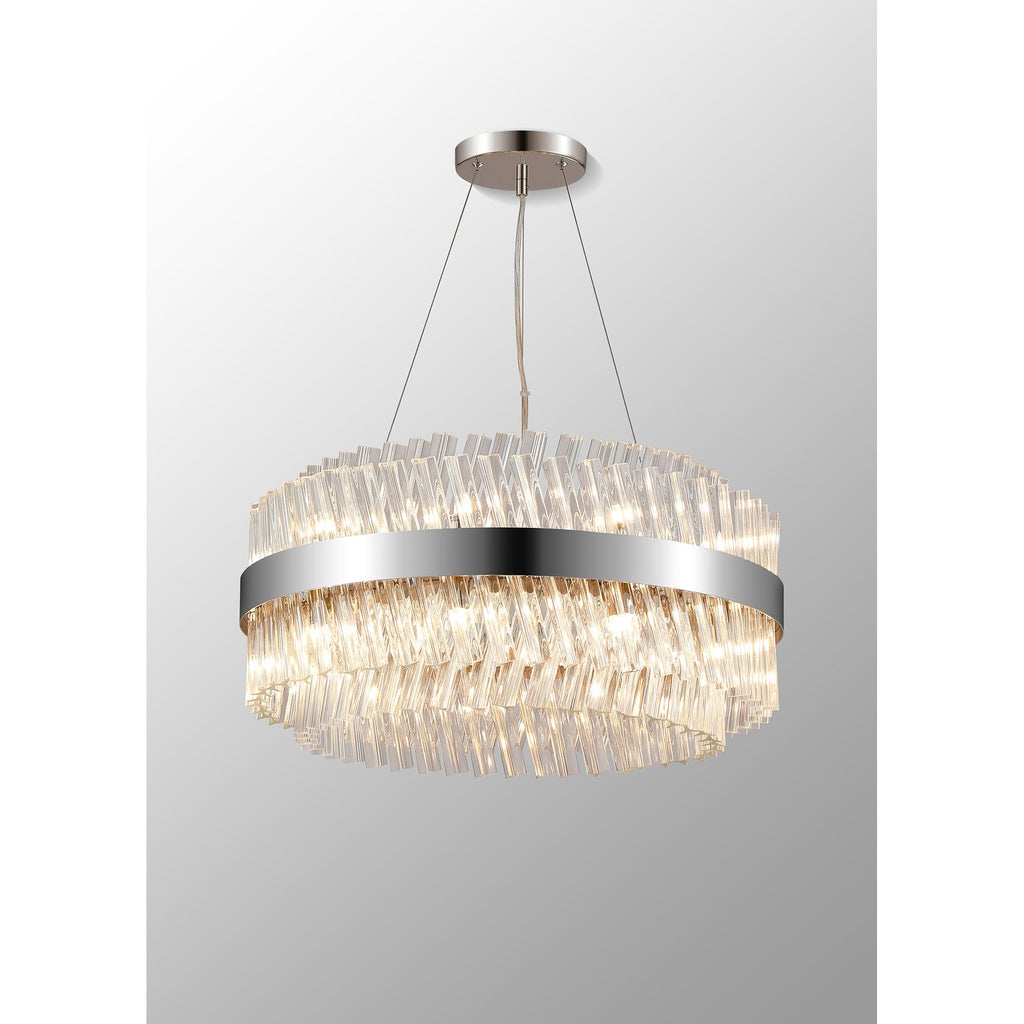 NL9500PN/CL9 Kaffer 18 Light Round Pendant Polished Nickel Clear