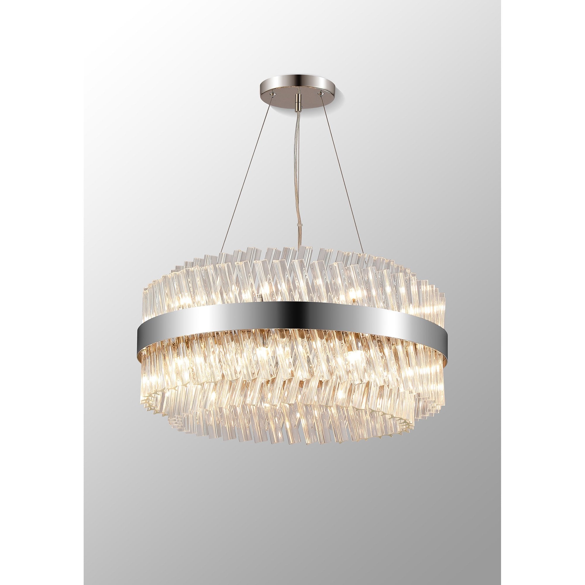 NL9500PN/CL9 Kaffer 18 Light Round Pendant Polished Nickel Clear