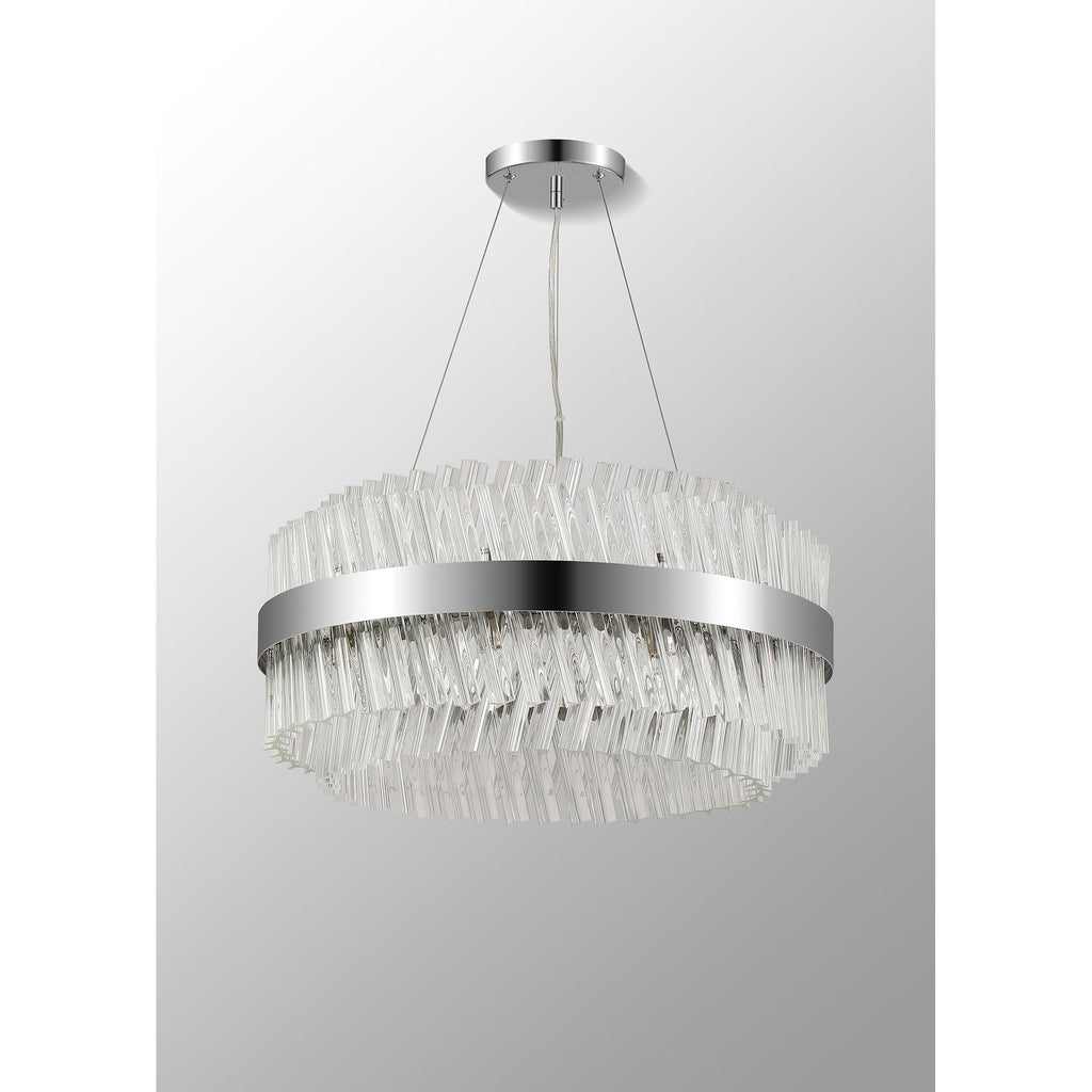 NL9500PN/CL9 Kaffer 18 Light Round Pendant Polished Nickel Clear