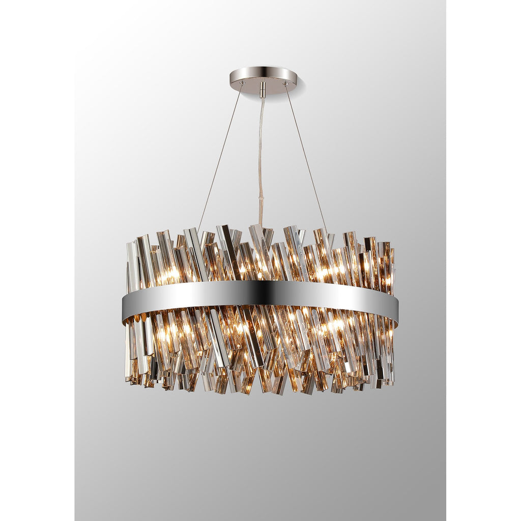 NL9500PN/SM9 Kaffer 18 Light Round Pendant Polished Nickel Smoke