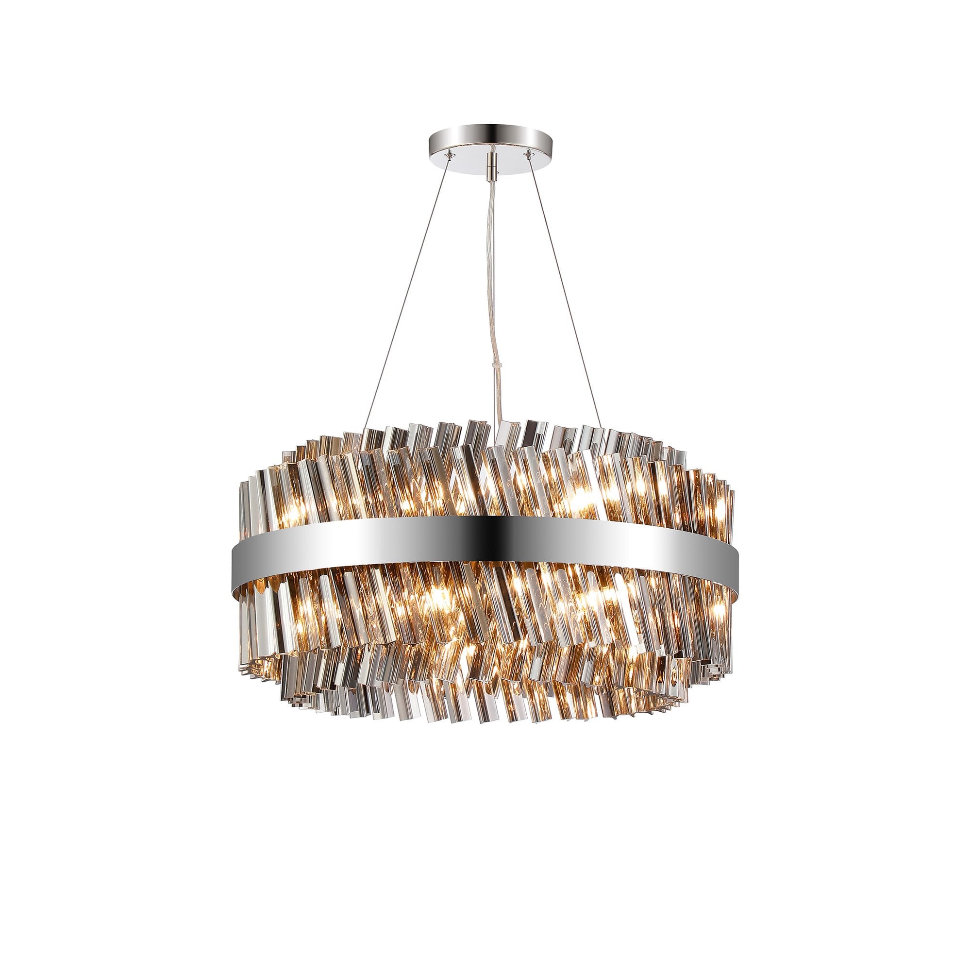 NL9500PN/SM9 Kaffer 18 Light Round Pendant Polished Nickel Smoke