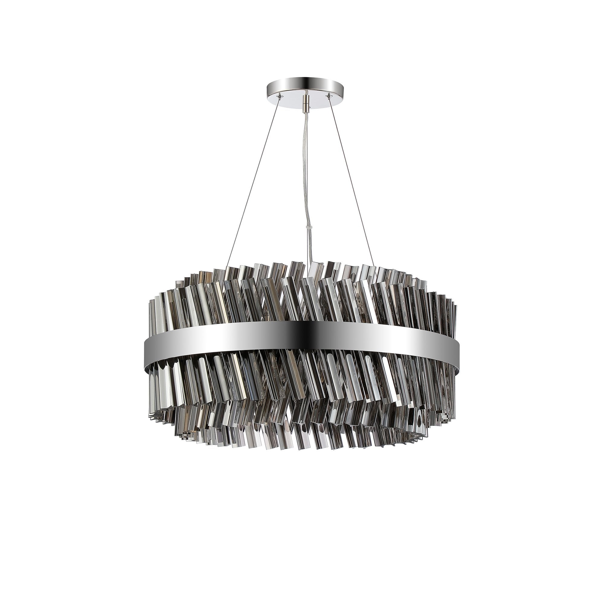NL9500PN/SM9 Kaffer 18 Light Round Pendant Polished Nickel Smoke
