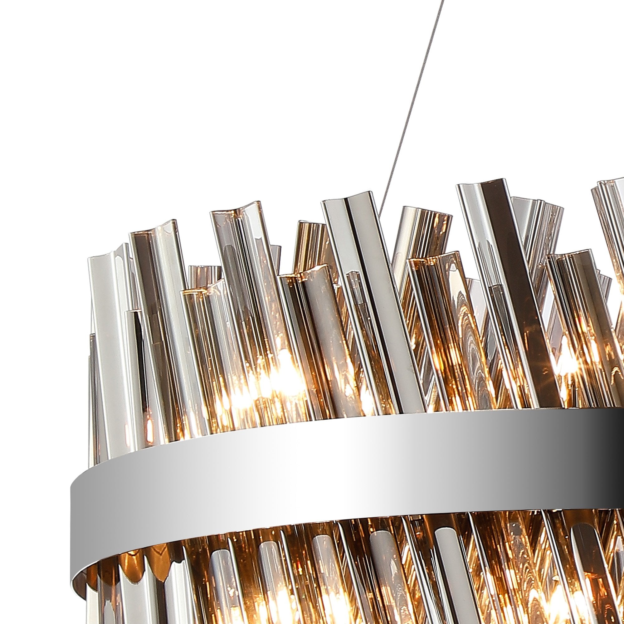 NL9500PN/SM9 Kaffer 18 Light Round Pendant Polished Nickel Smoke