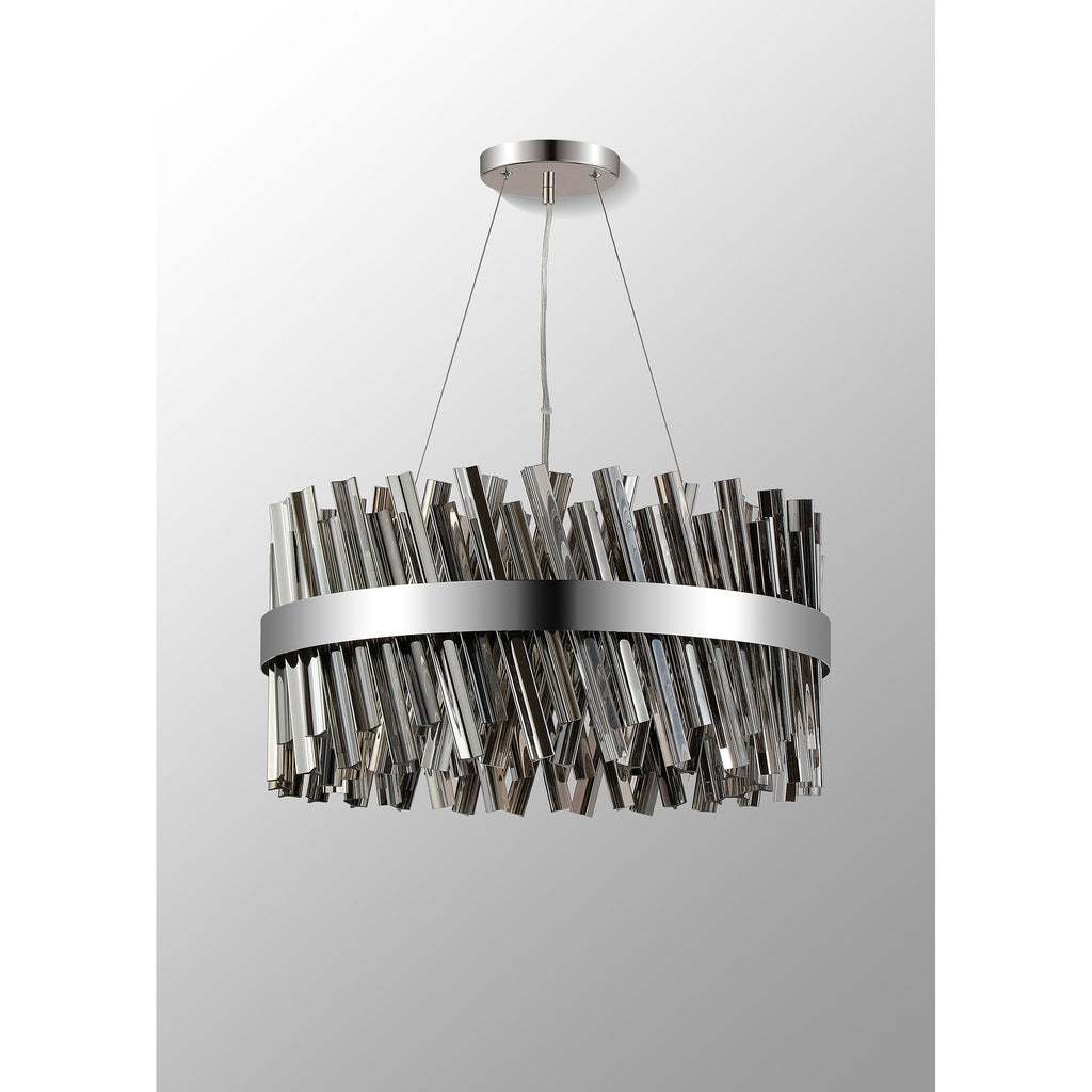NL9500PN/SM9 Kaffer 18 Light Round Pendant Polished Nickel Smoke