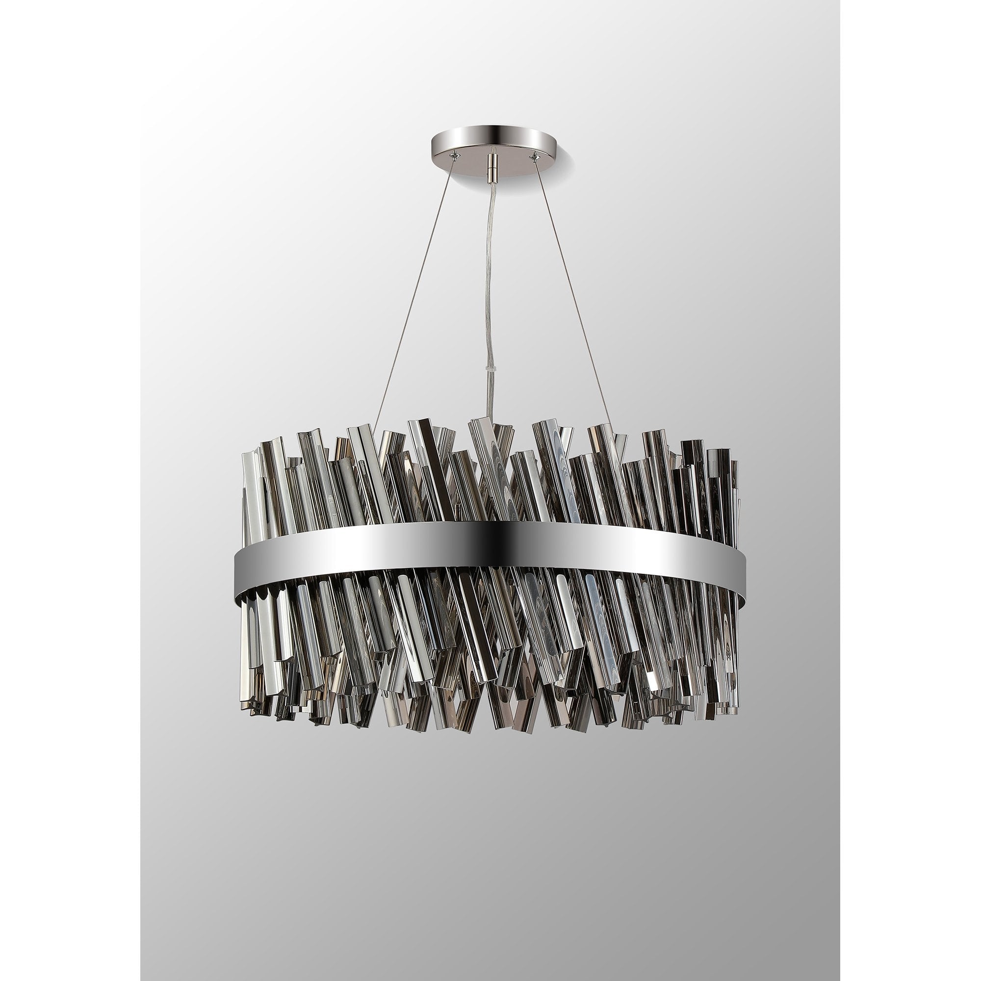 NL9500PN/SM9 Kaffer 18 Light Round Pendant Polished Nickel Smoke