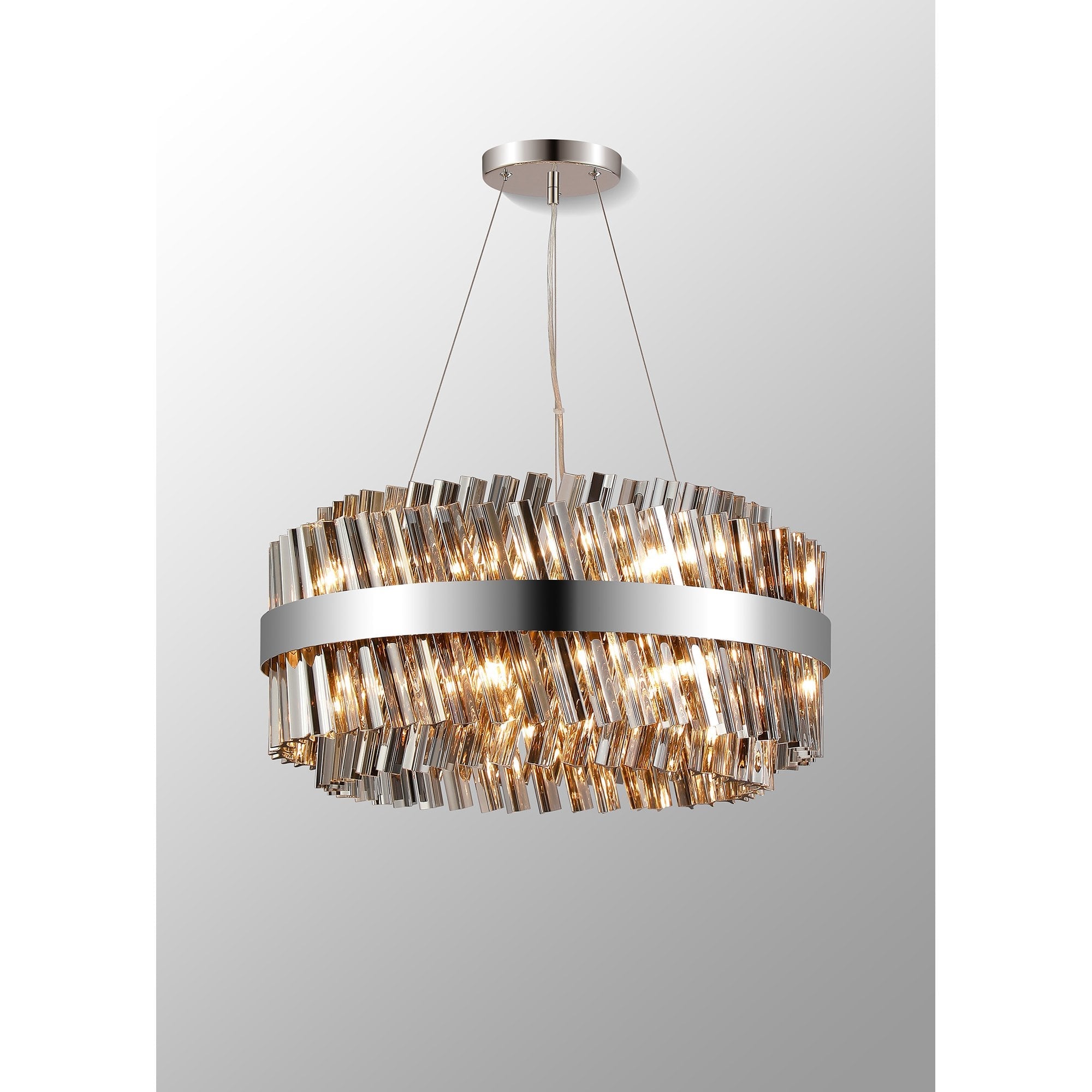 NL9500PN/SM9 Kaffer 18 Light Round Pendant Polished Nickel Smoke