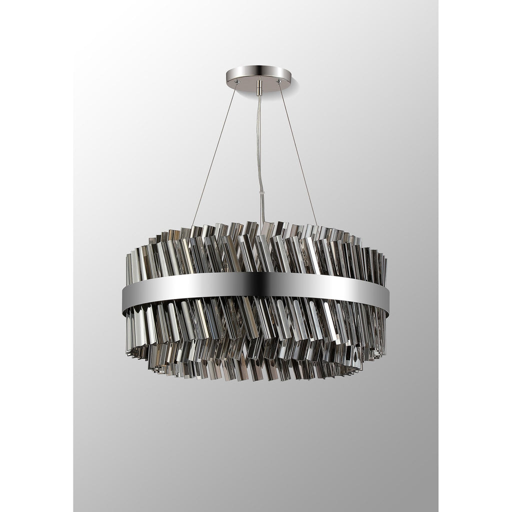 NL9500PN/SM9 Kaffer 18 Light Round Pendant Polished Nickel Smoke
