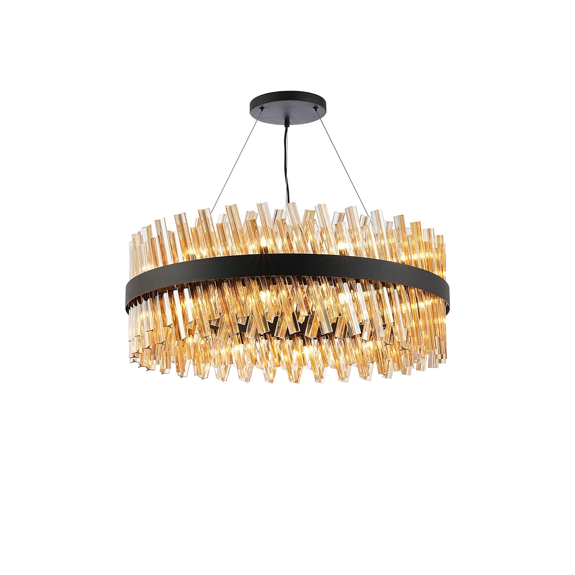 NL9502BL/AM9 Kaffer 24 Light Round Pendant Satin Black Amber