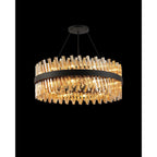 NL9502BL/AM9 Kaffer 24 Light Round Pendant Satin Black Amber