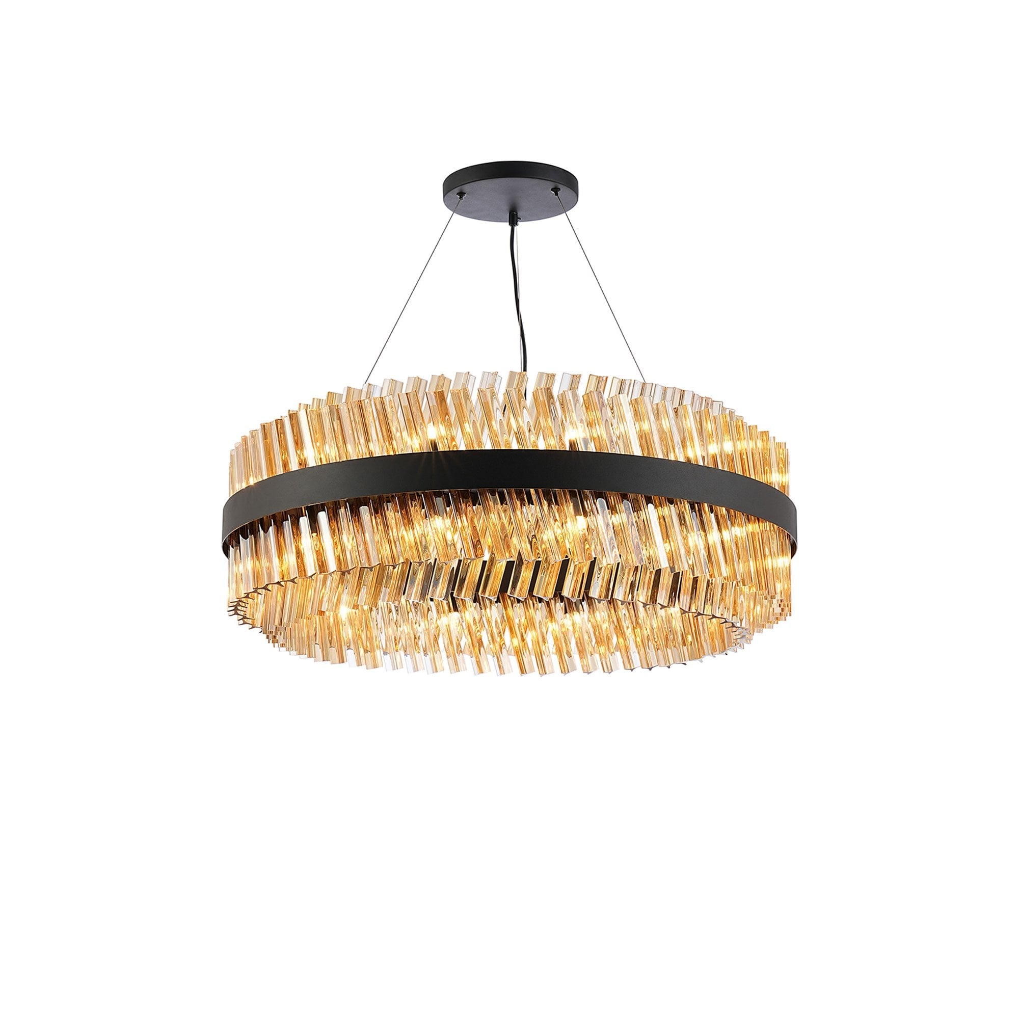 NL9502BL/AM9 Kaffer 24 Light Round Pendant Satin Black Amber