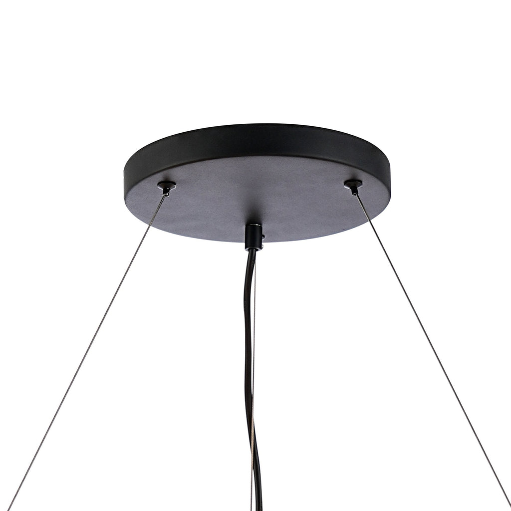 NL9502BL/AM9 Kaffer 24 Light Round Pendant Satin Black Amber