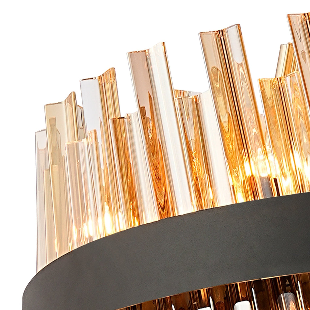 NL9502BL/AM9 Kaffer 24 Light Round Pendant Satin Black Amber