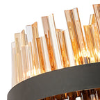 NL9502BL/AM9 Kaffer 24 Light Round Pendant Satin Black Amber