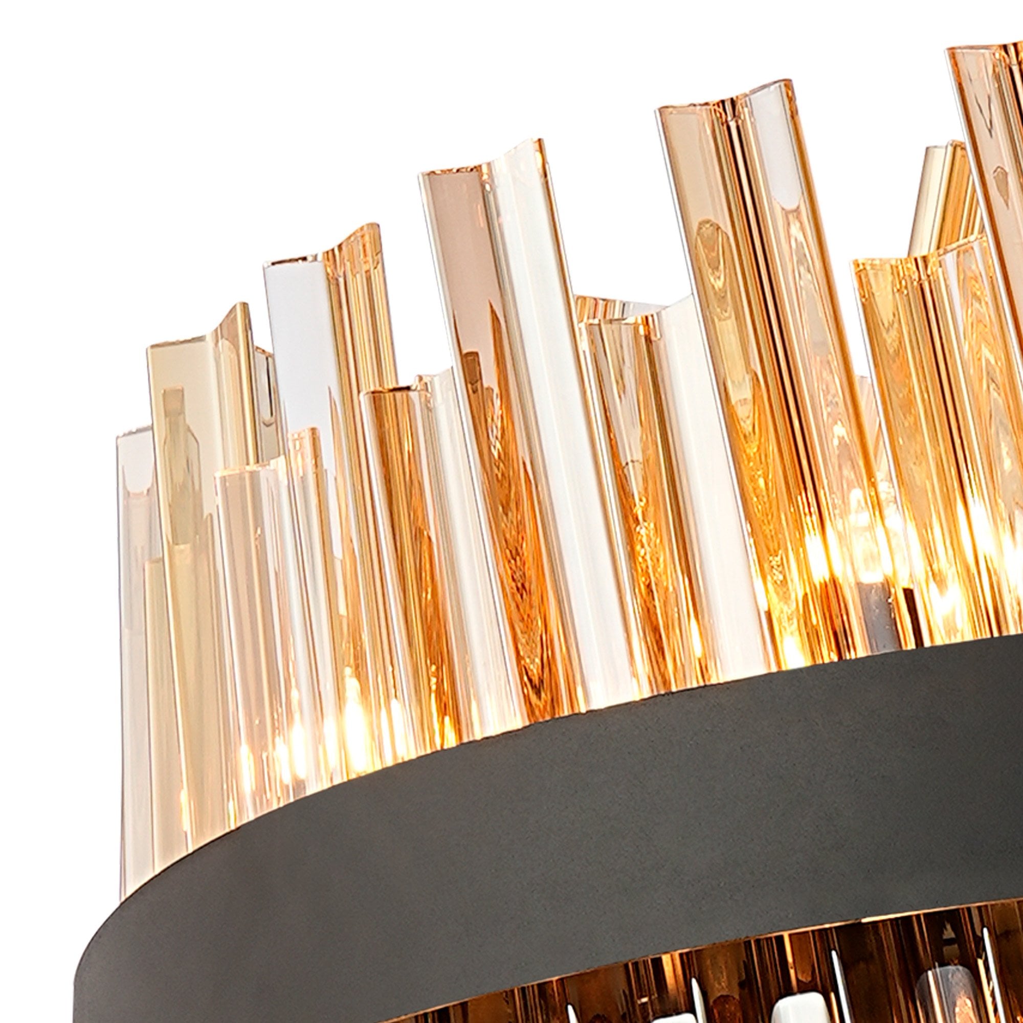NL9502BL/AM9 Kaffer 24 Light Round Pendant Satin Black Amber