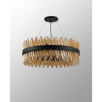NL9502BL/AM9 Kaffer 24 Light Round Pendant Satin Black Amber