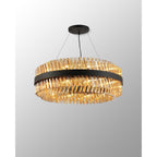 NL9502BL/AM9 Kaffer 24 Light Round Pendant Satin Black Amber