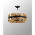 NL9502BL/AM9 Kaffer 24 Light Round Pendant Satin Black Amber