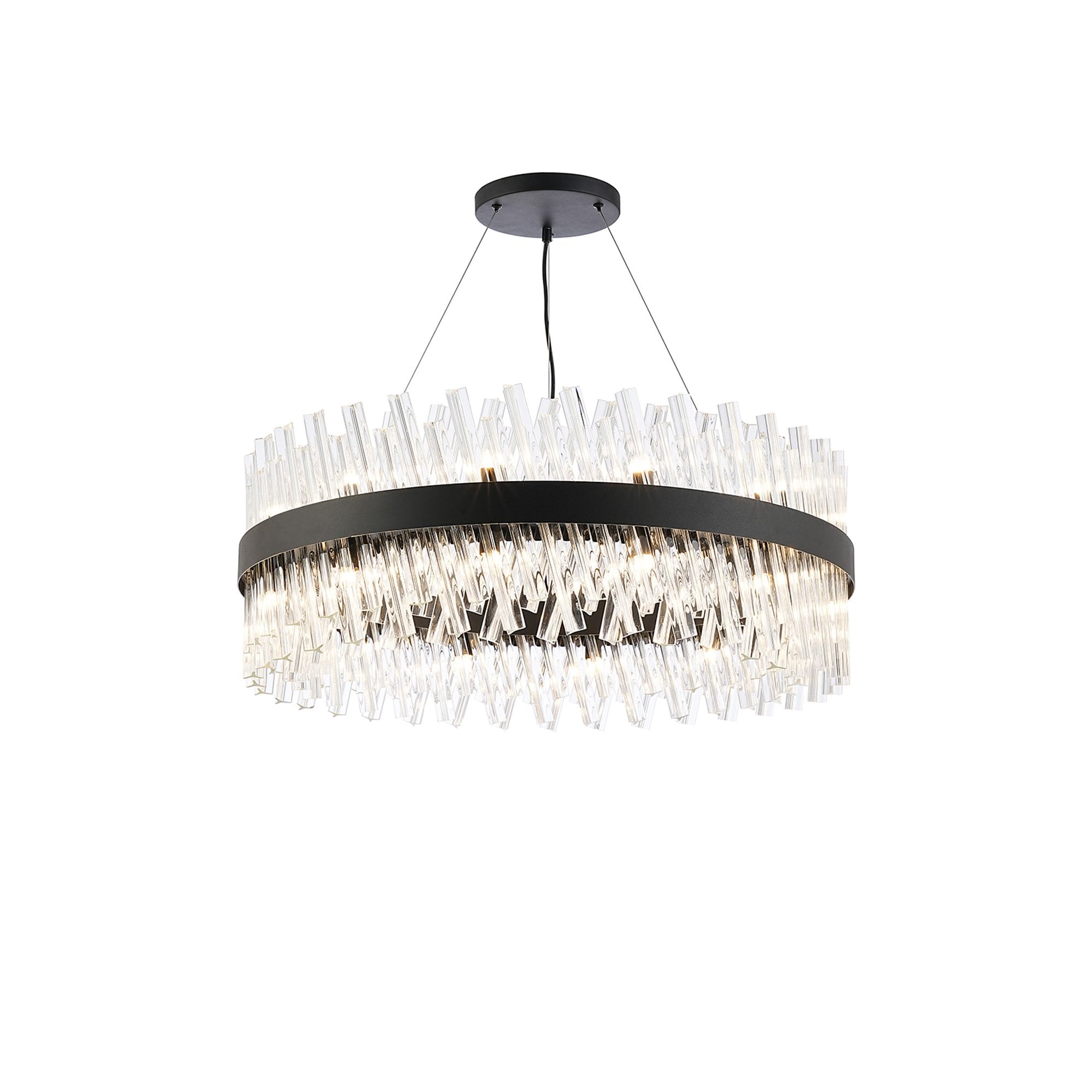 NL9502BL/CL9 Kaffer 24 Light Round Pendant Satin Black Clear