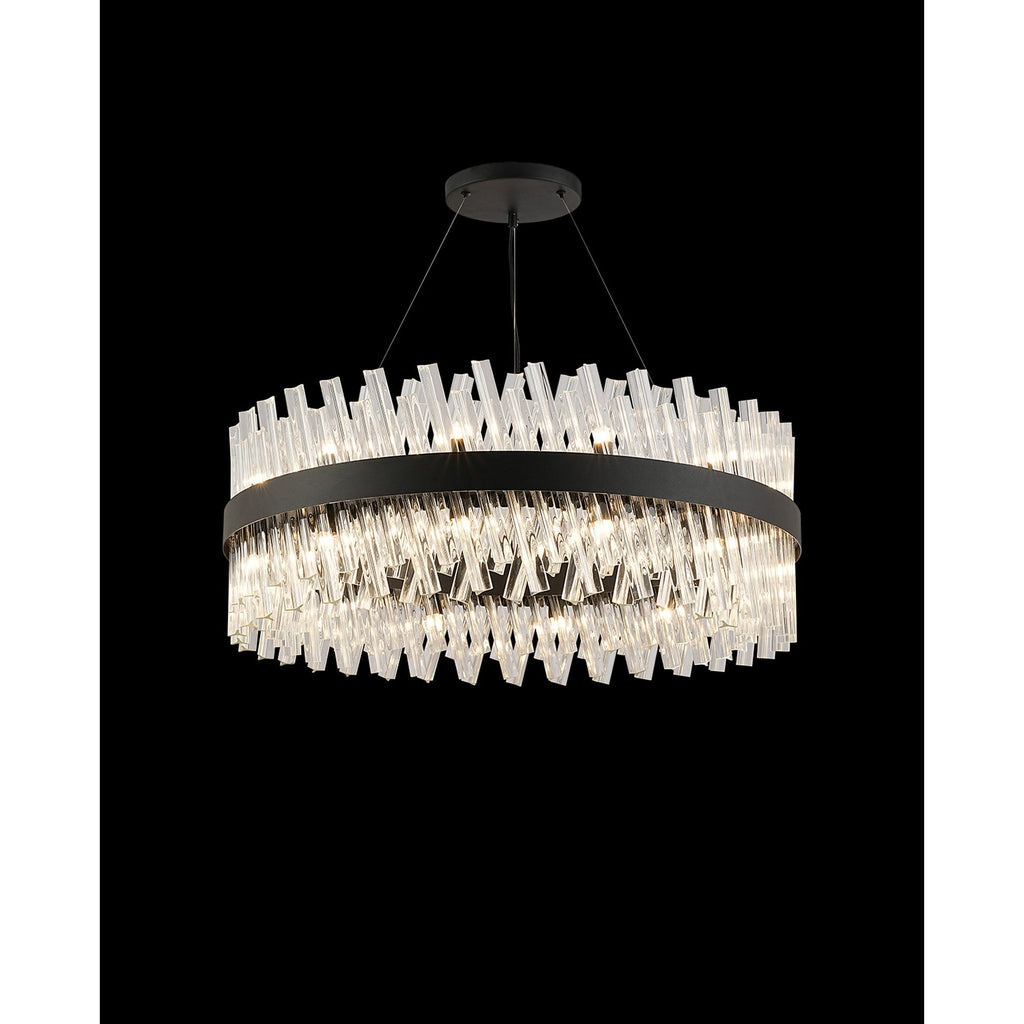 NL9502BL/CL9 Kaffer 24 Light Round Pendant Satin Black Clear