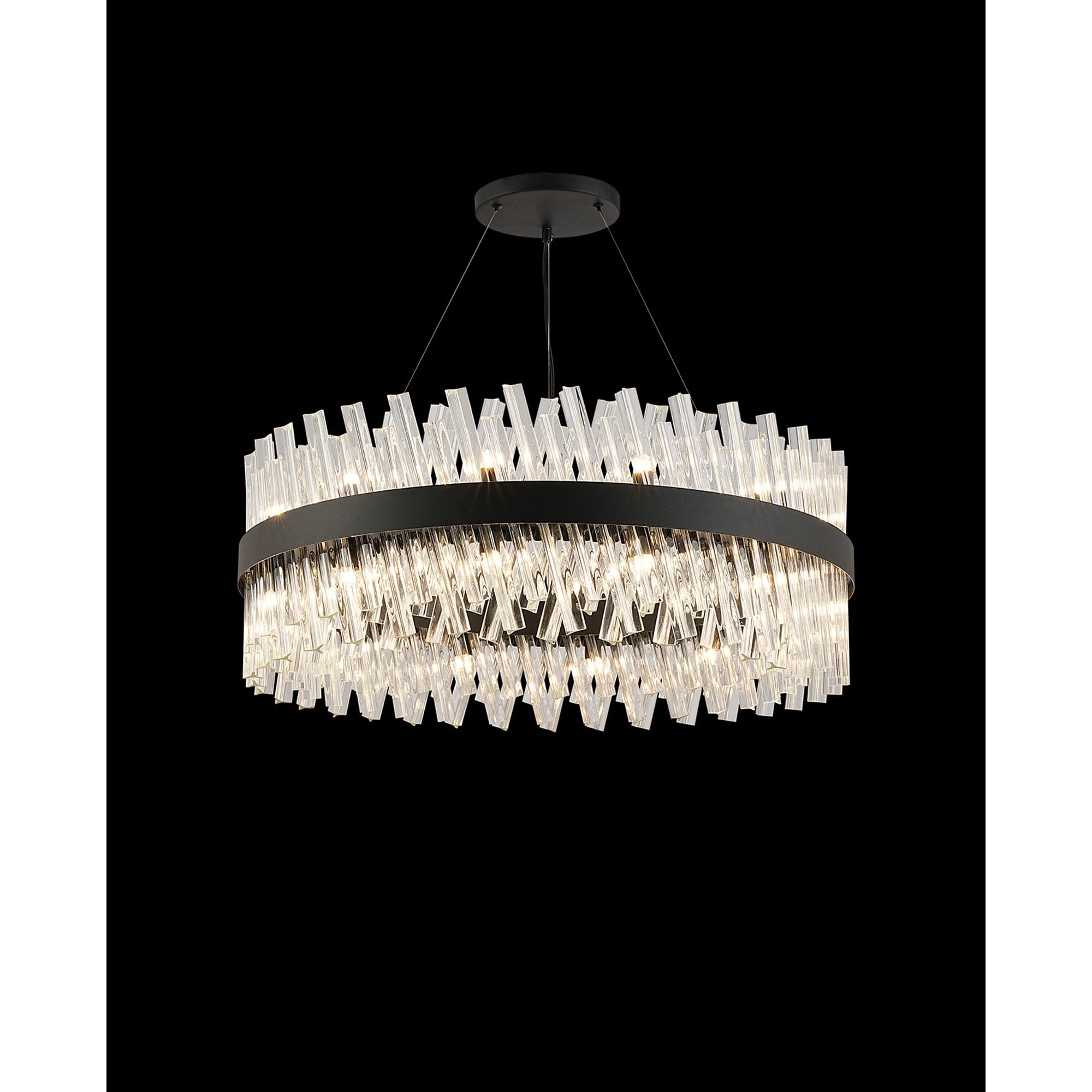 NL9502BL/CL9 Kaffer 24 Light Round Pendant Satin Black Clear