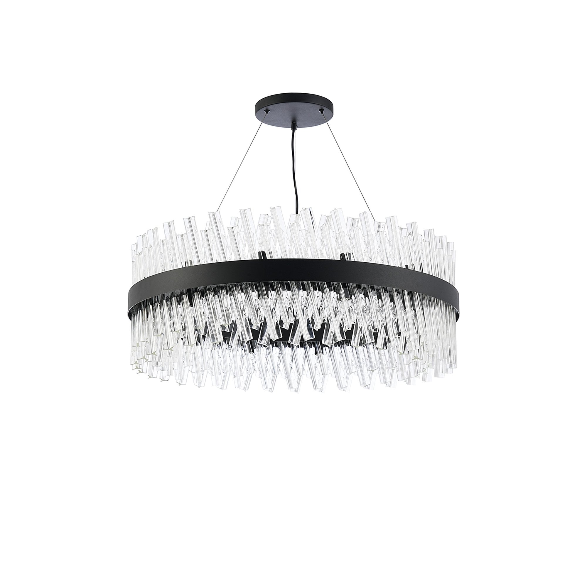 NL9502BL/CL9 Kaffer 24 Light Round Pendant Satin Black Clear