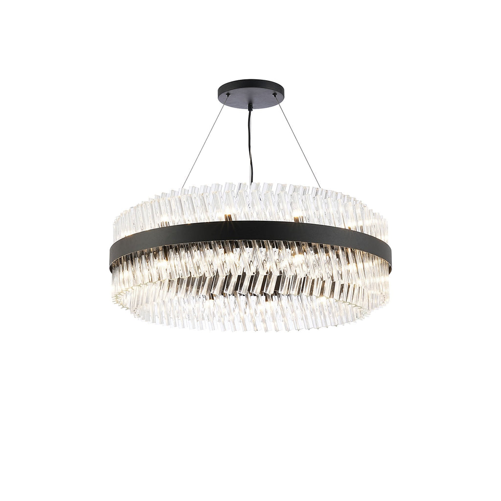 NL9502BL/CL9 Kaffer 24 Light Round Pendant Satin Black Clear
