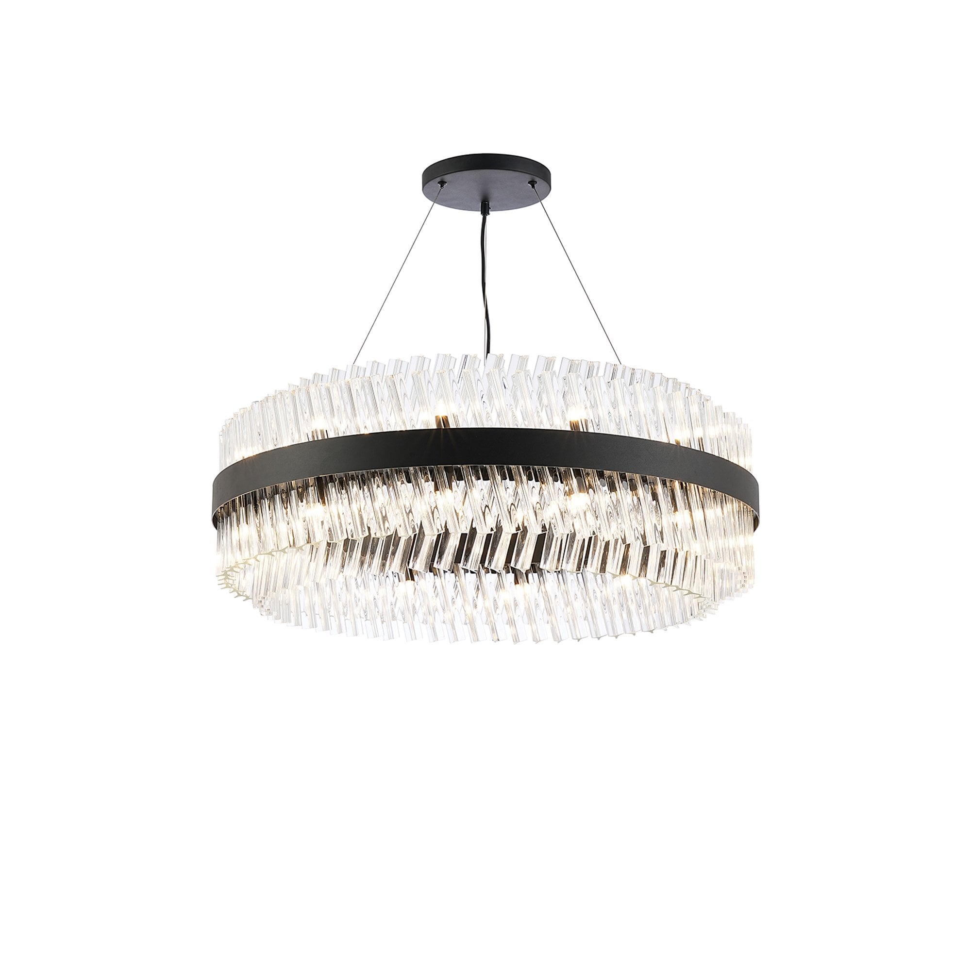 NL9502BL/CL9 Kaffer 24 Light Round Pendant Satin Black Clear