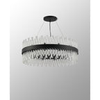 NL9502BL/CL9 Kaffer 24 Light Round Pendant Satin Black Clear