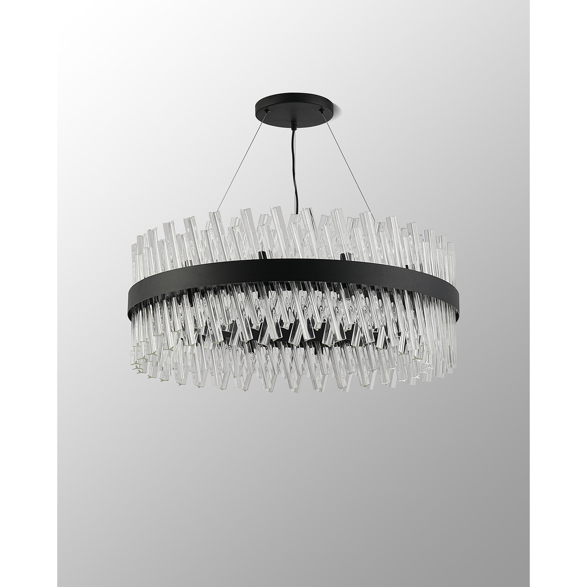 NL9502BL/CL9 Kaffer 24 Light Round Pendant Satin Black Clear