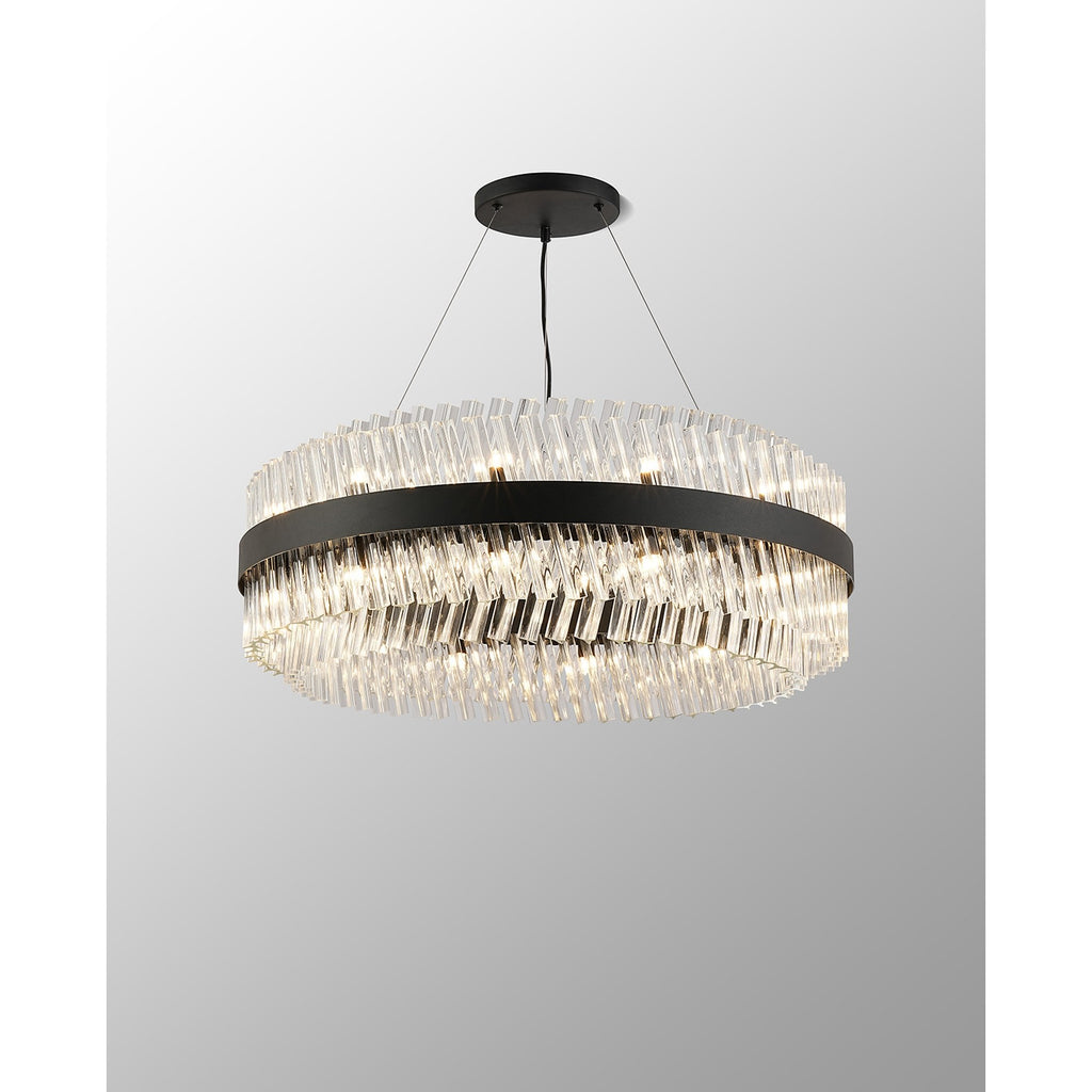NL9502BL/CL9 Kaffer 24 Light Round Pendant Satin Black Clear