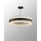 NL9502BL/CL9 Kaffer 24 Light Round Pendant Satin Black Clear