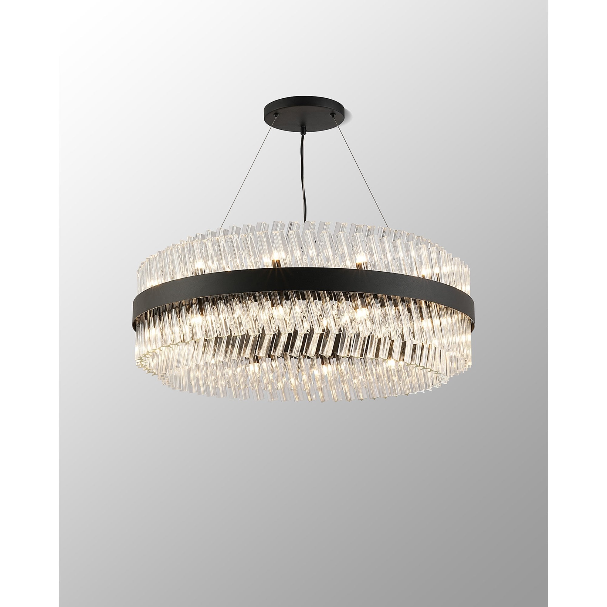 NL9502BL/CL9 Kaffer 24 Light Round Pendant Satin Black Clear