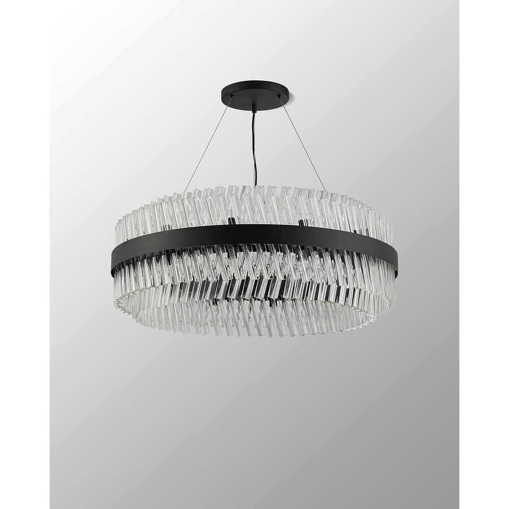 NL9502BL/CL9 Kaffer 24 Light Round Pendant Satin Black Clear