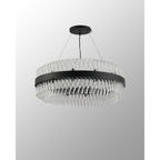 NL9502BL/CL9 Kaffer 24 Light Round Pendant Satin Black Clear
