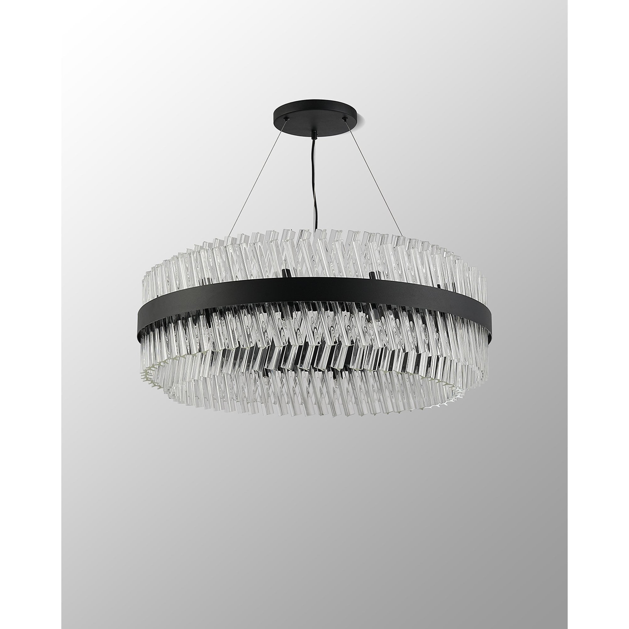 NL9502BL/CL9 Kaffer 24 Light Round Pendant Satin Black Clear