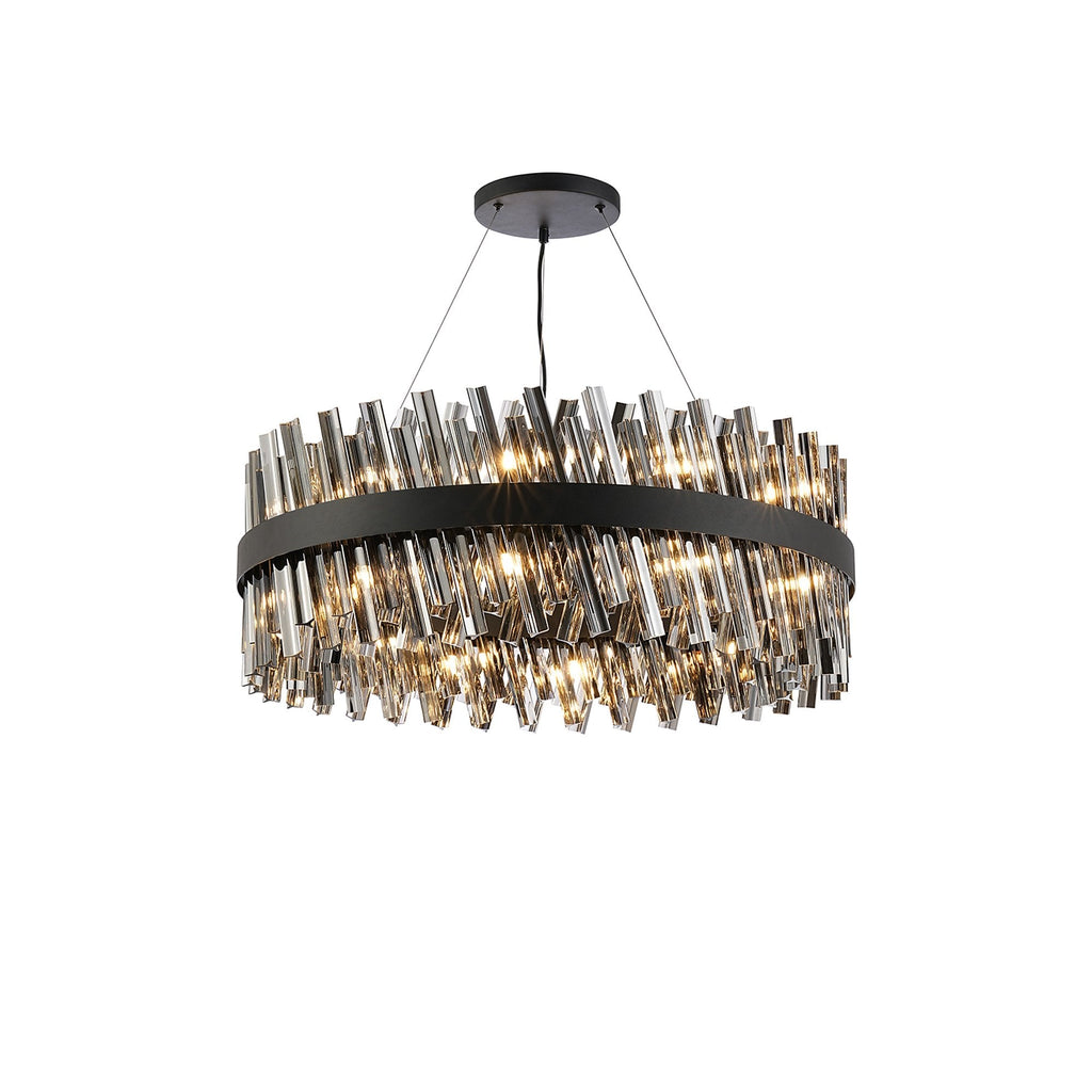 NL9502BL/SM9 Kaffer 24 Light Round Pendant Satin Black Smoke