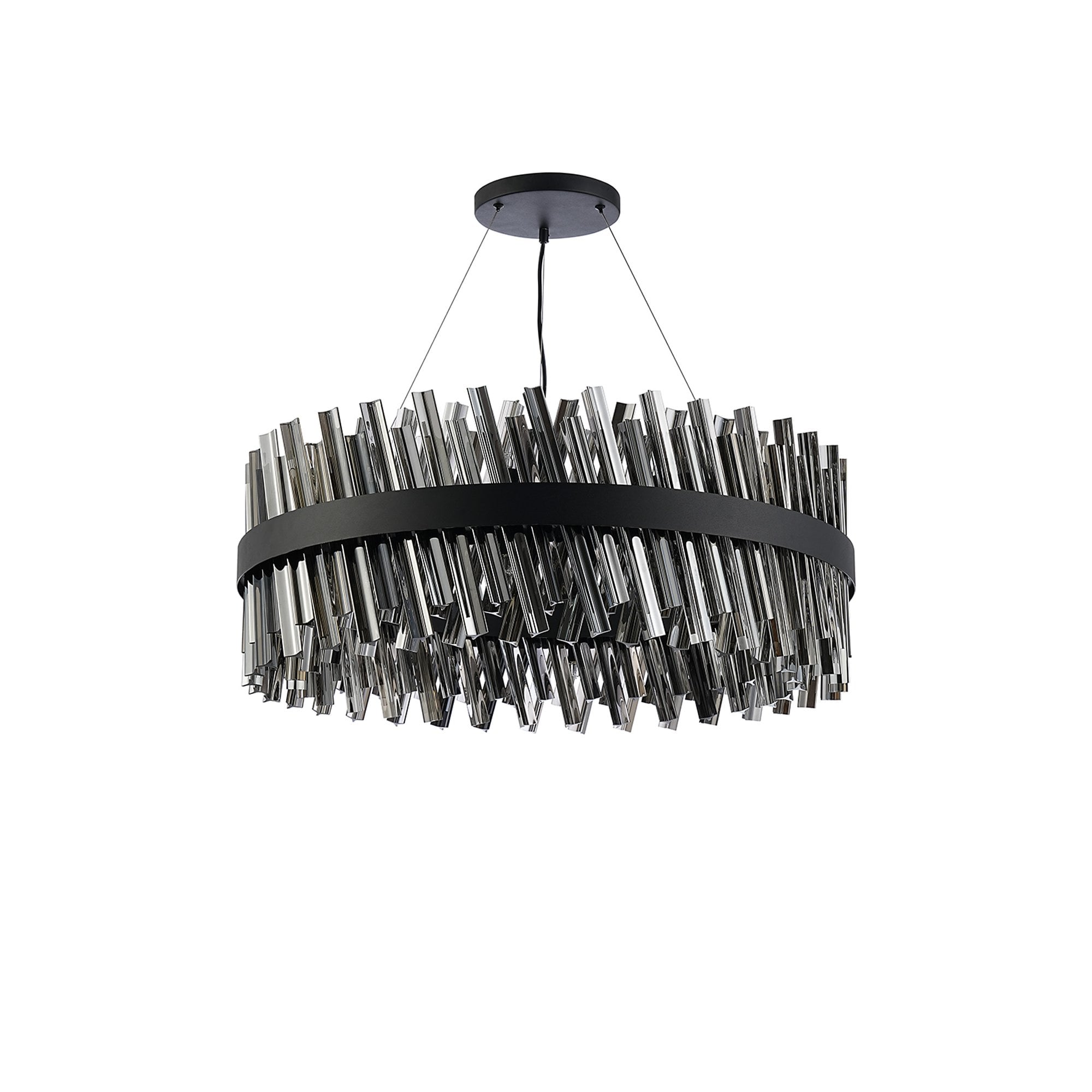 NL9502BL/SM9 Kaffer 24 Light Round Pendant Satin Black Smoke