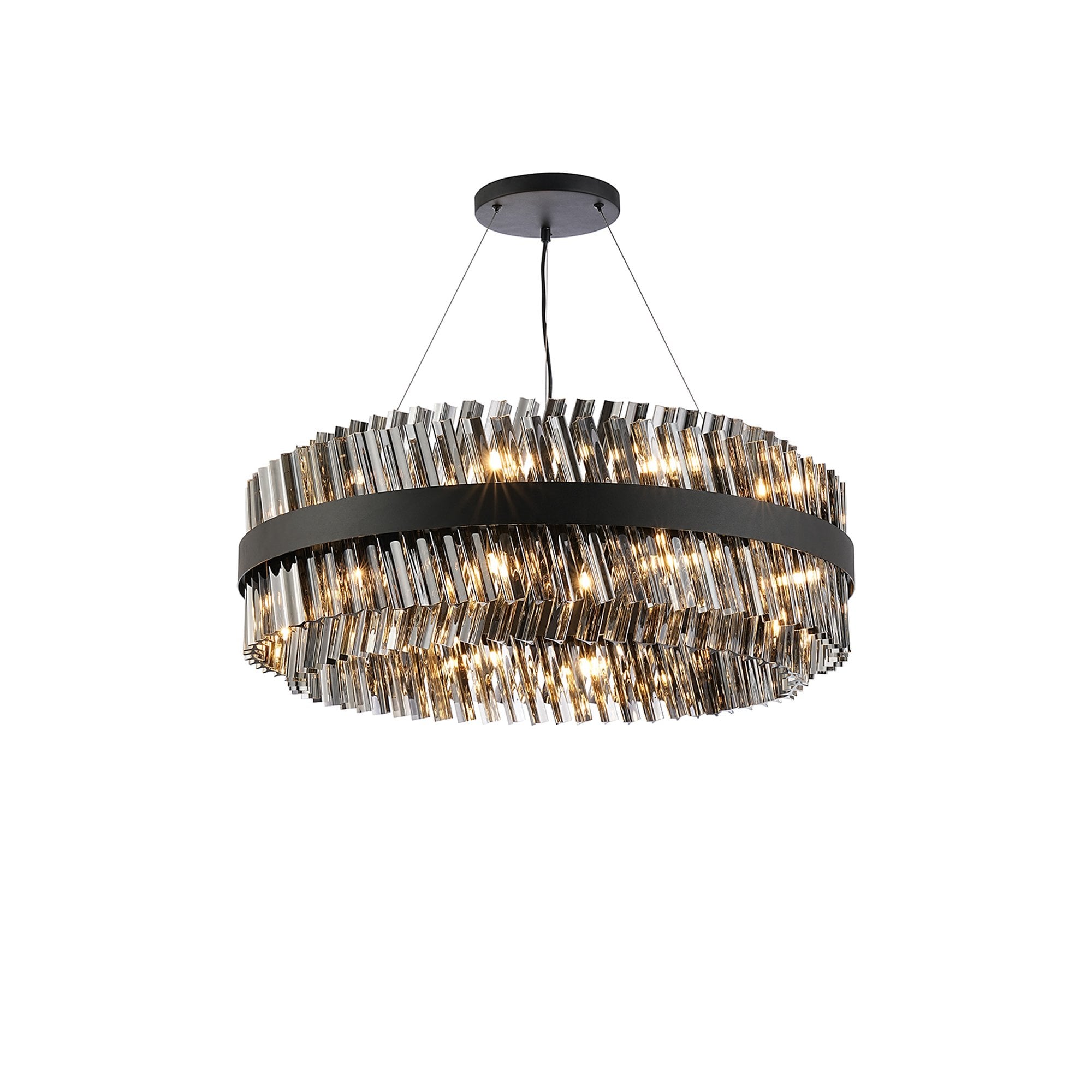 NL9502BL/SM9 Kaffer 24 Light Round Pendant Satin Black Smoke