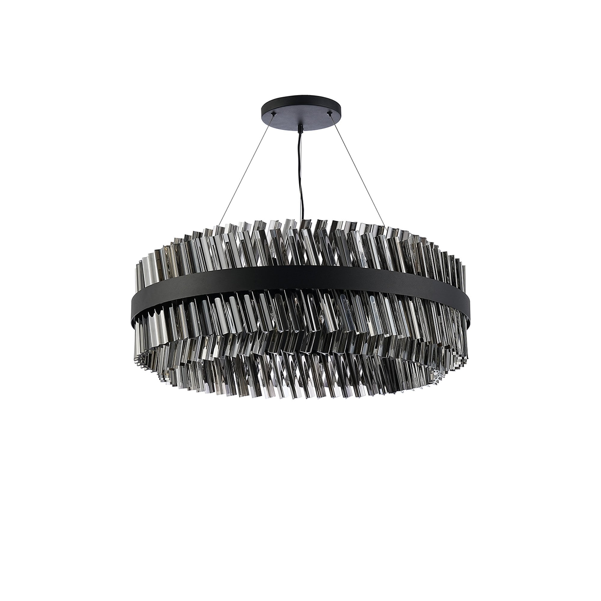NL9502BL/SM9 Kaffer 24 Light Round Pendant Satin Black Smoke